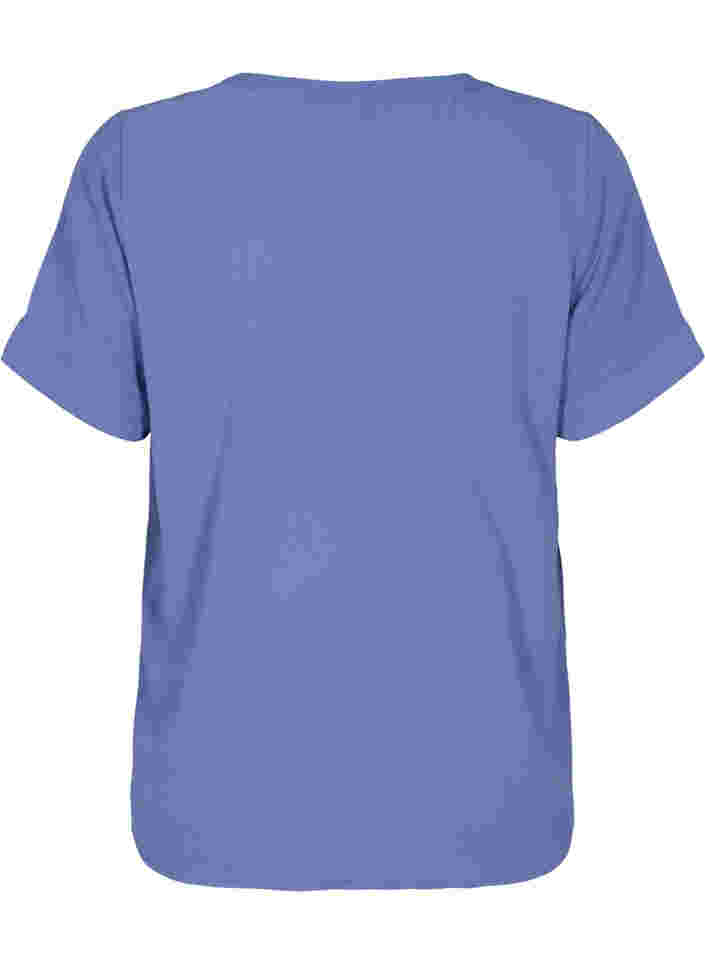 Short-sleeved v-neck blouse, Coastal Fjord, Packshot image number 1