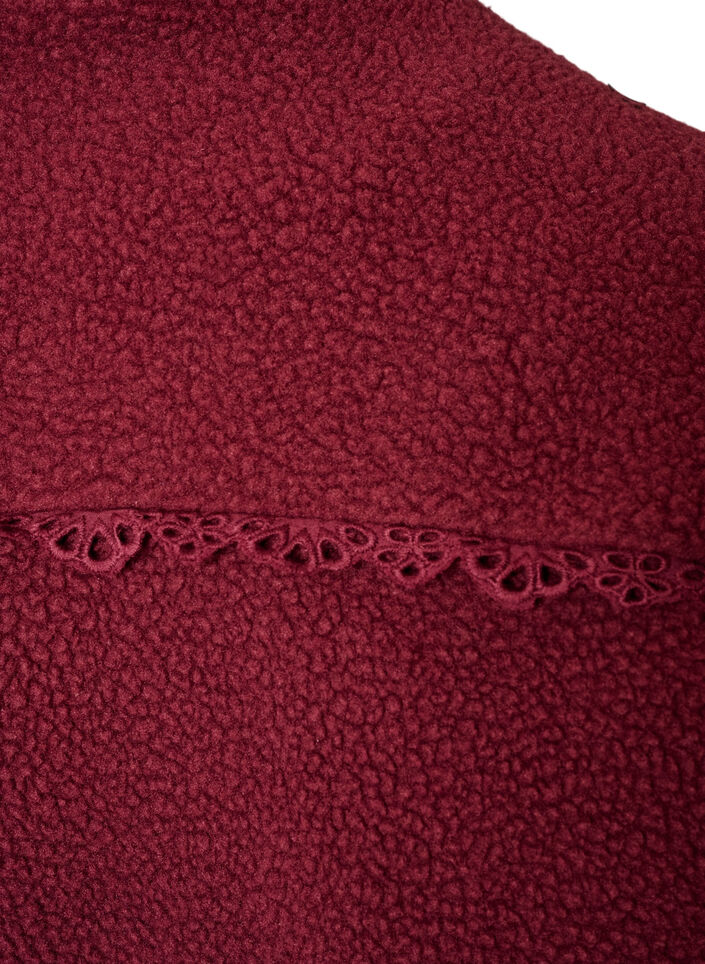 Teddy jacket with eyelet embroidery trim and high collar, Red, Packshot image number 4