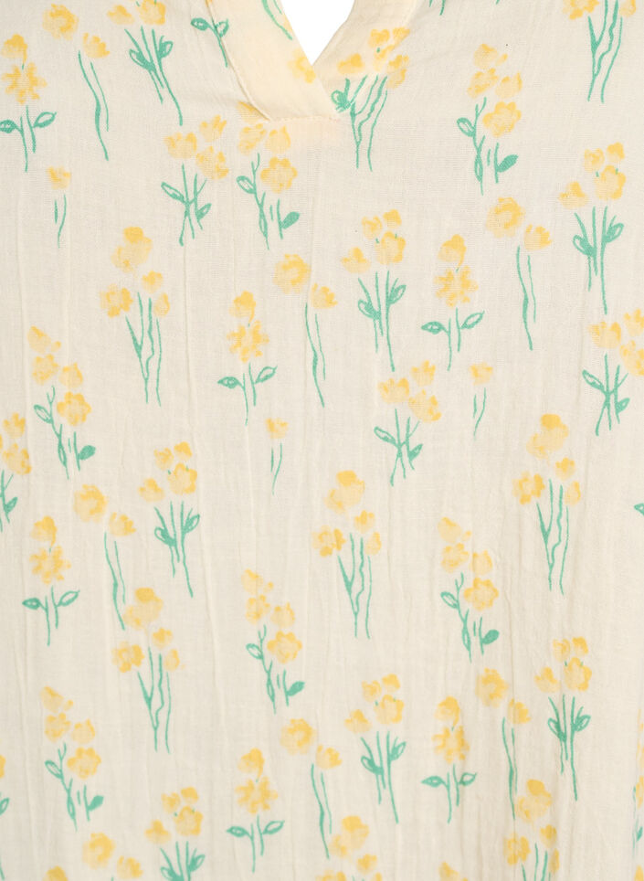 Short A-line dress in cotton muslin, Yellow, Packshot image number 2