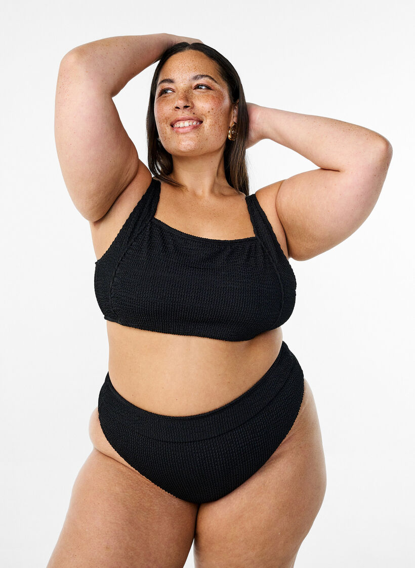 Brazilian bikini briefs in crepe, Black, Model image number 0