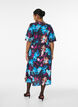 Midi dress with floral print and empire line, Black, Model image number 1