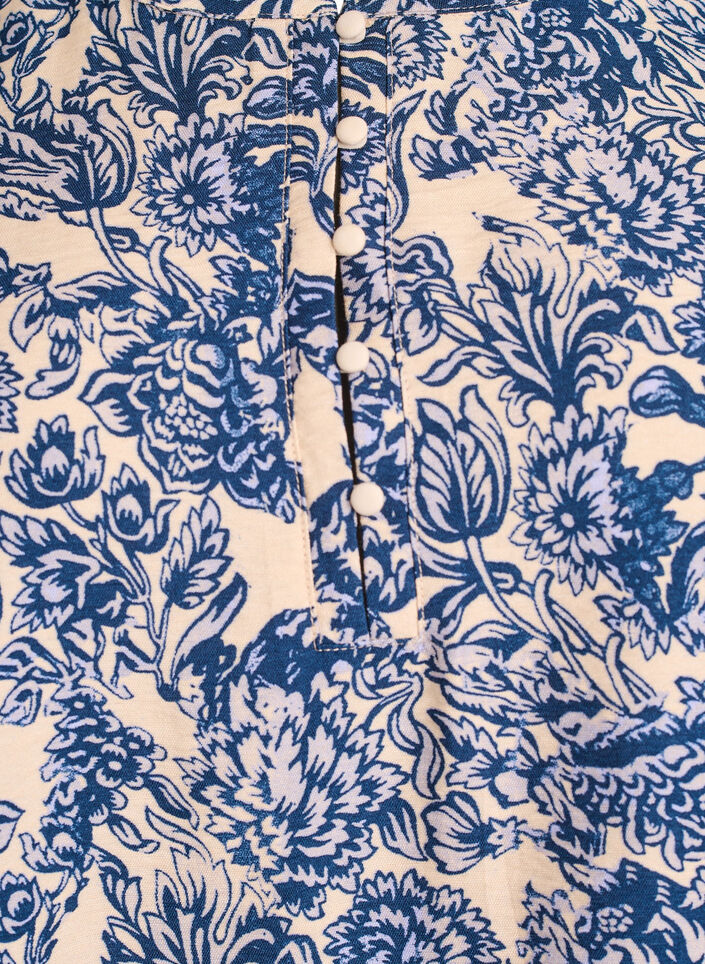 Long-sleeved blouse with pattern and buttons, Blue, Packshot image number 2