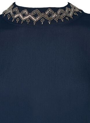Long-sleeved, beaded viscose blouse, Night Sky, Packshot image number 2