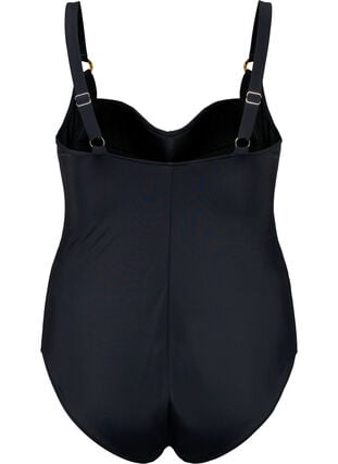 Quilted swimsuit with drapes, Black, Packshot image number 1
