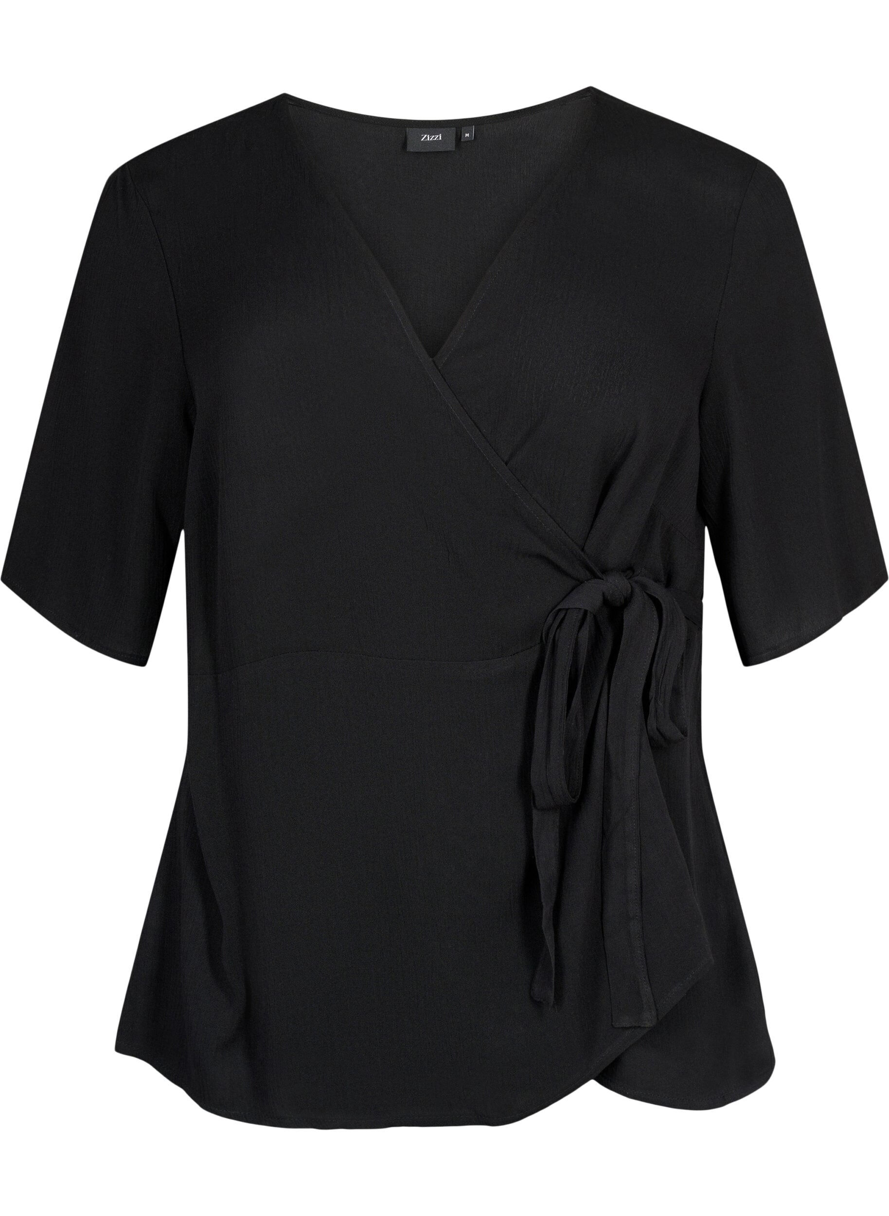 Zizzifashion Viscose blouse with wrap, Black, Packshot image number 0
