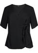 Viscose blouse with wrap, Black, Packshot image number 0