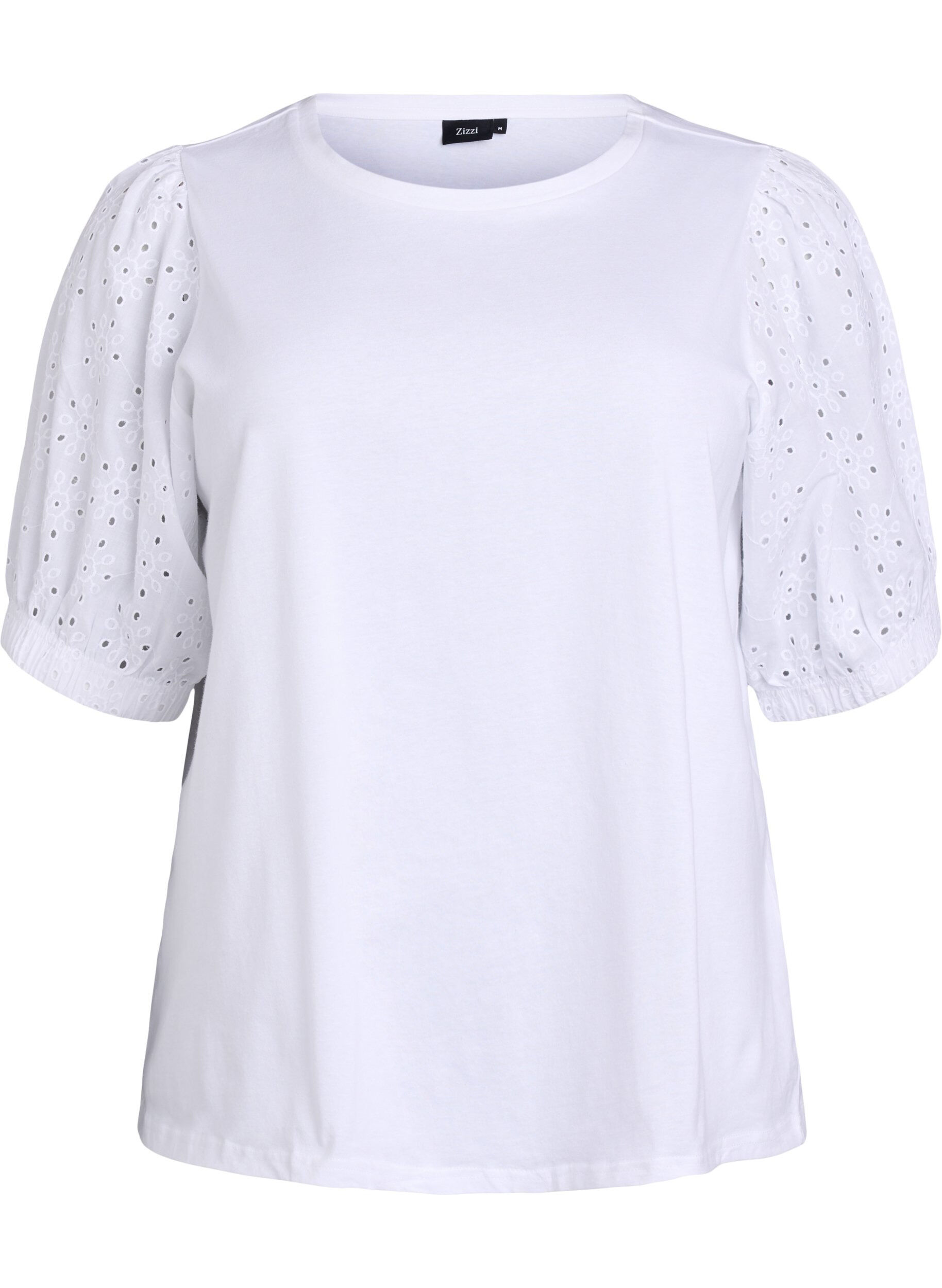 T-shirt with Broderie Anglaise sleeves