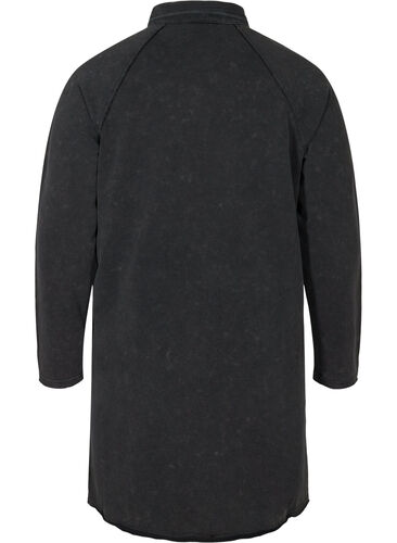 Cotton sweater dress with acid wash and pockets, Black Acid Washed, Packshot image number 1