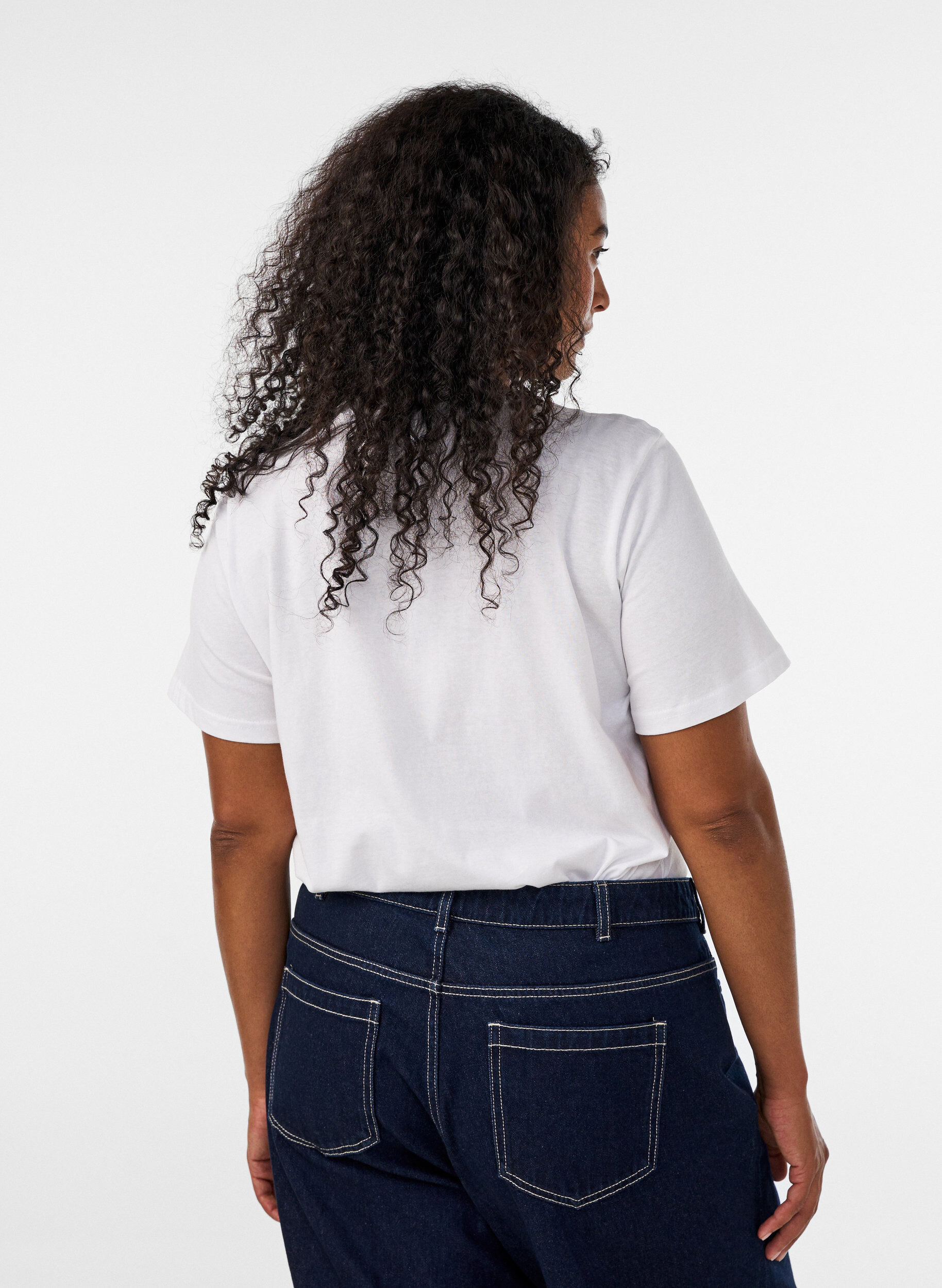ZizzifashionCotton T-shirt with text badge, White, Model image number 2