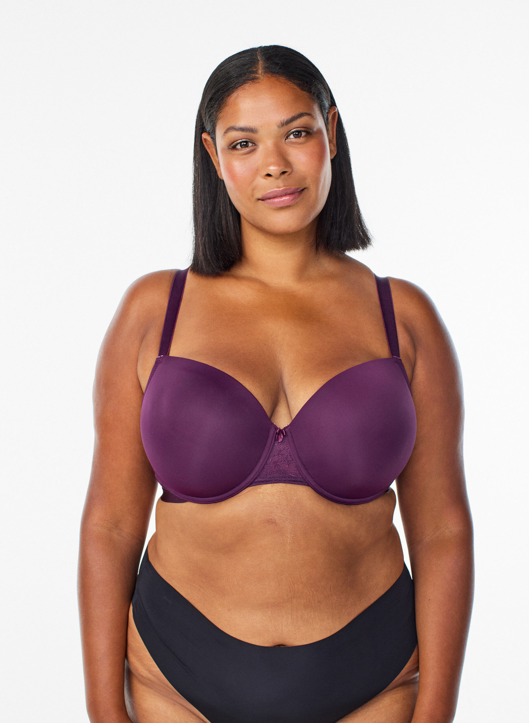 ZizzifashionMoulded bra with mesh, Purple, Model image number 0