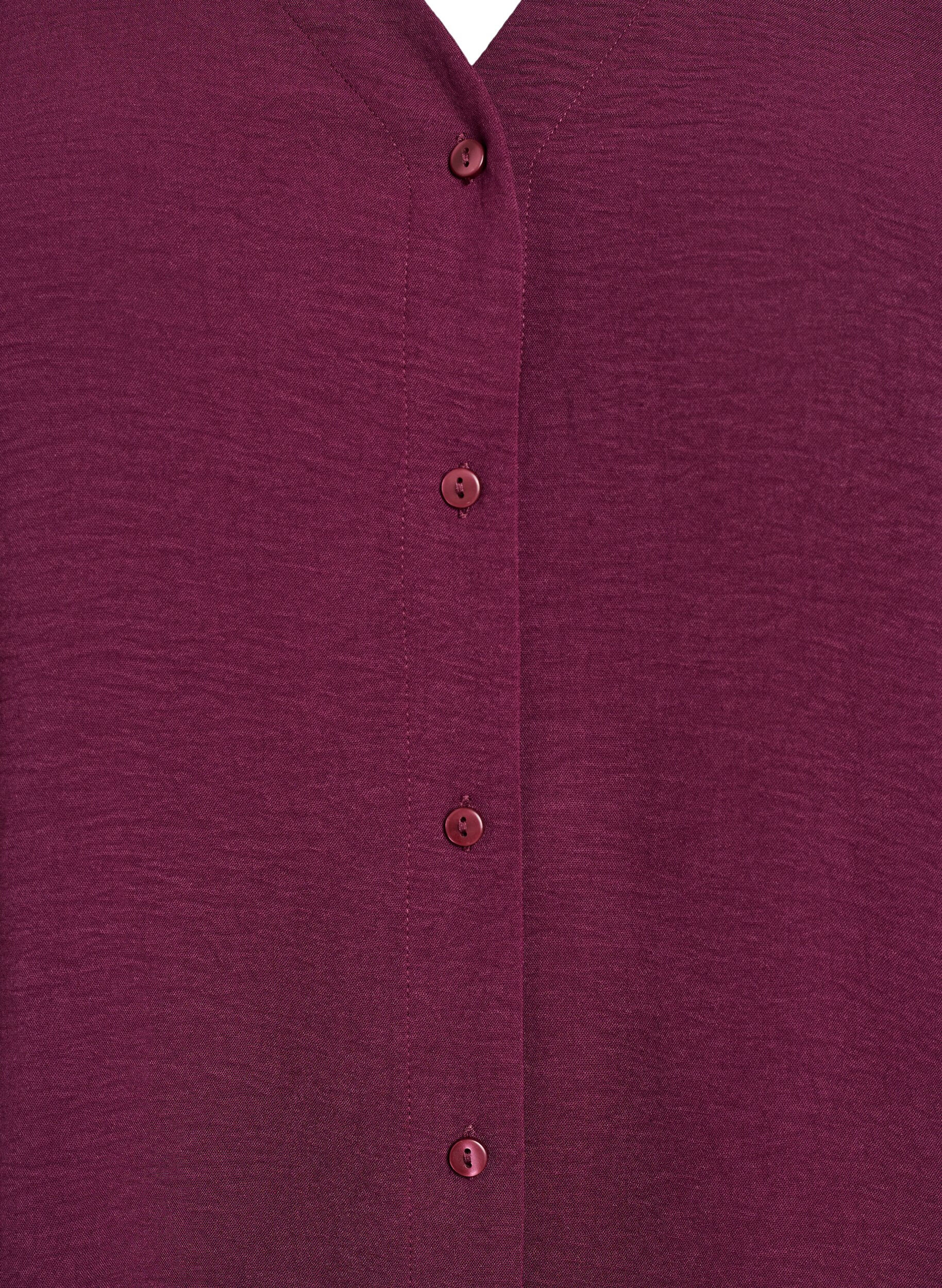 ZizzifashionShirt Blouse with V-Neck and 3/4 Sleeves, Dark Bordeaux, Packshot image number 2