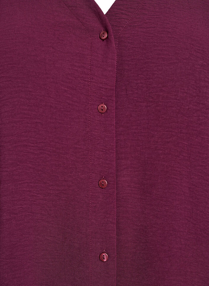 Shirt Blouse with V-Neck and 3/4 Sleeves, Dark Bordeaux, Packshot image number 2