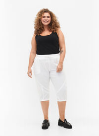 Cotton Capri trousers , Bright White, Model