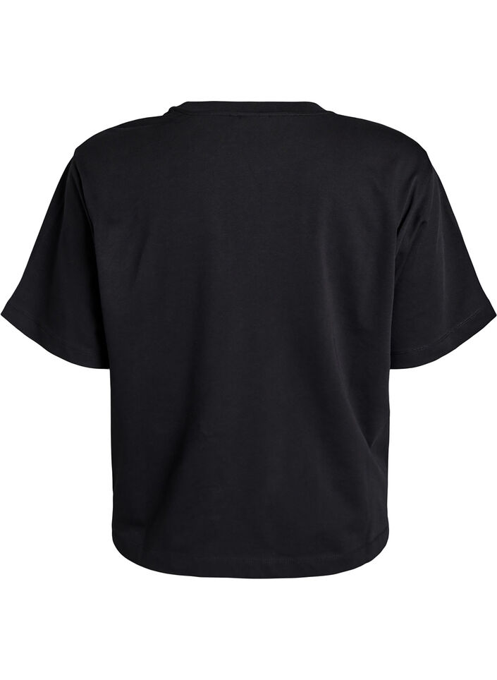 Boxy cotton T-shirt, Black, Packshot image number 1