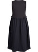 Sleeveless cotton midi dress with rib and muslin, Black, Packshot image number 1