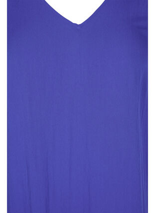 Short-sleeved viscose dress with v-neck, Dazzling Blue, Packshot image number 2