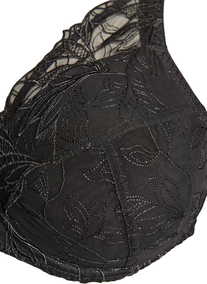 Padded lace bra with underwire, Black, Packshot image number 2