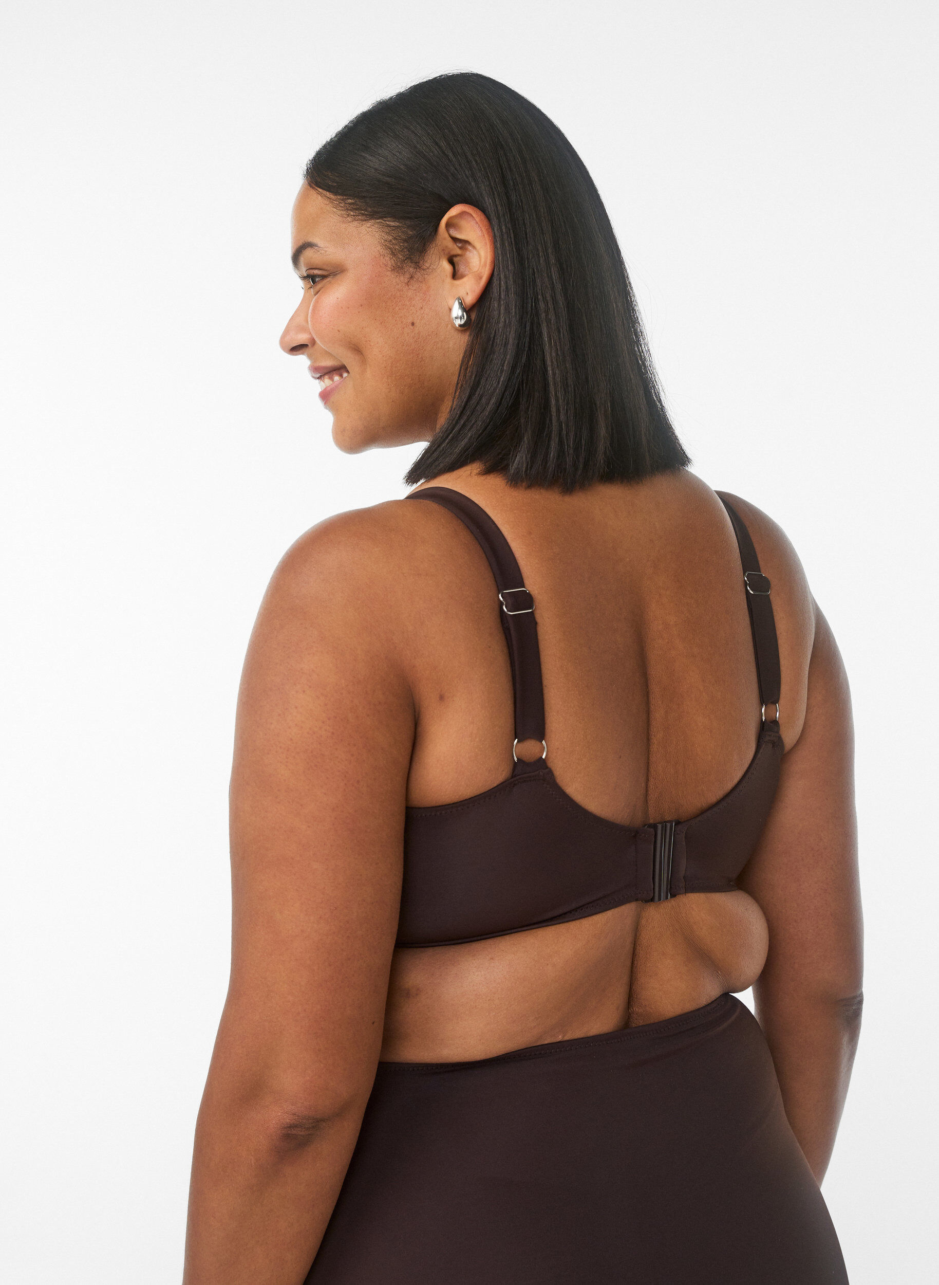 Zizzifashion Underwire bikini bra with draping, Brown, Model image number 2