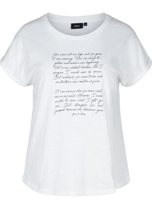 T-shirt with print in organic cotton, Bright White TEXT, Packshot image number 0