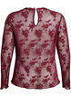 Long-sleeved mesh blouse with lace pattern, Dark Bordeaux, Packshot image number 1