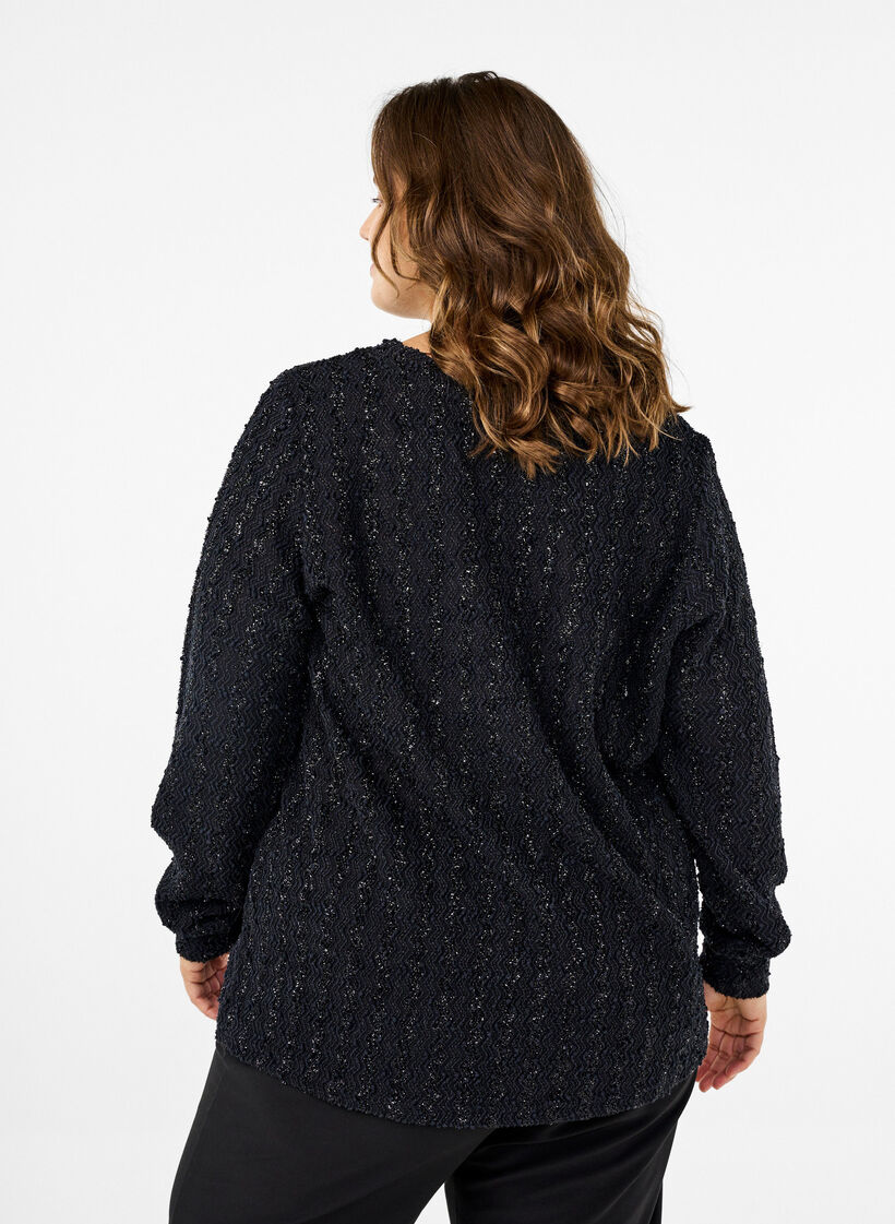 Blouse with shimmer structure, Black, Model image number 2