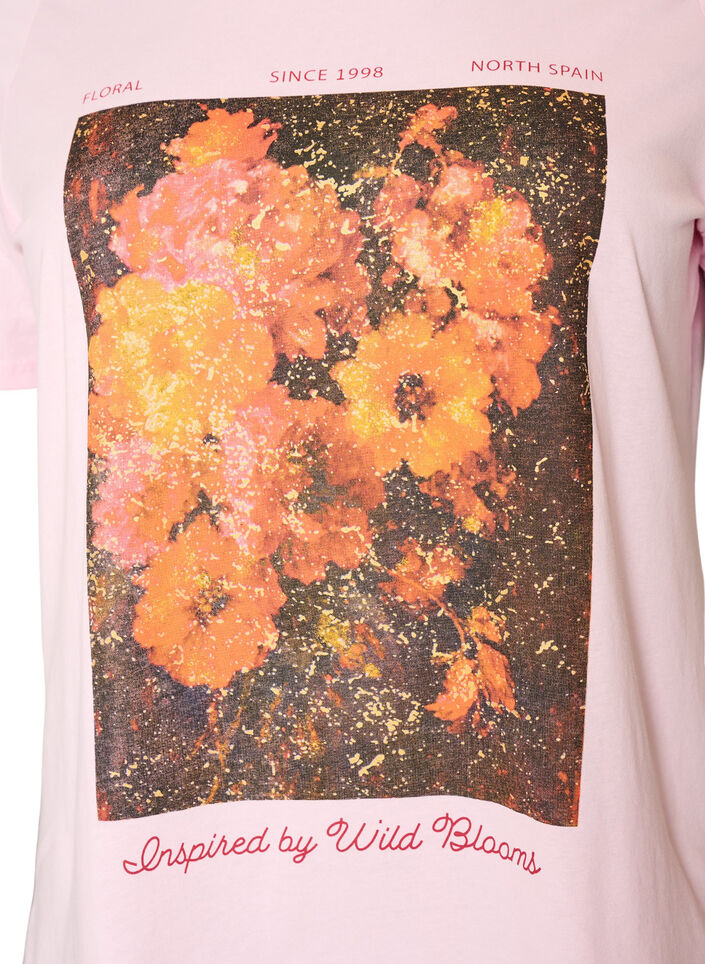 Cotton T-shirt with front print, Rose, Packshot image number 2