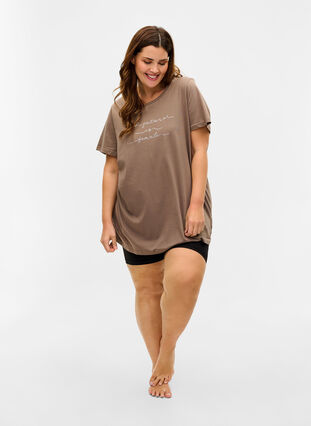 Oversize sleep T-shirt in organic cotton, Falcon Text, Model image number 2