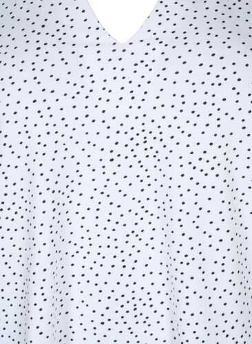 Cotton t-shirt with dots and v-neck, B.White/Black Dot, Packshot image number 2
