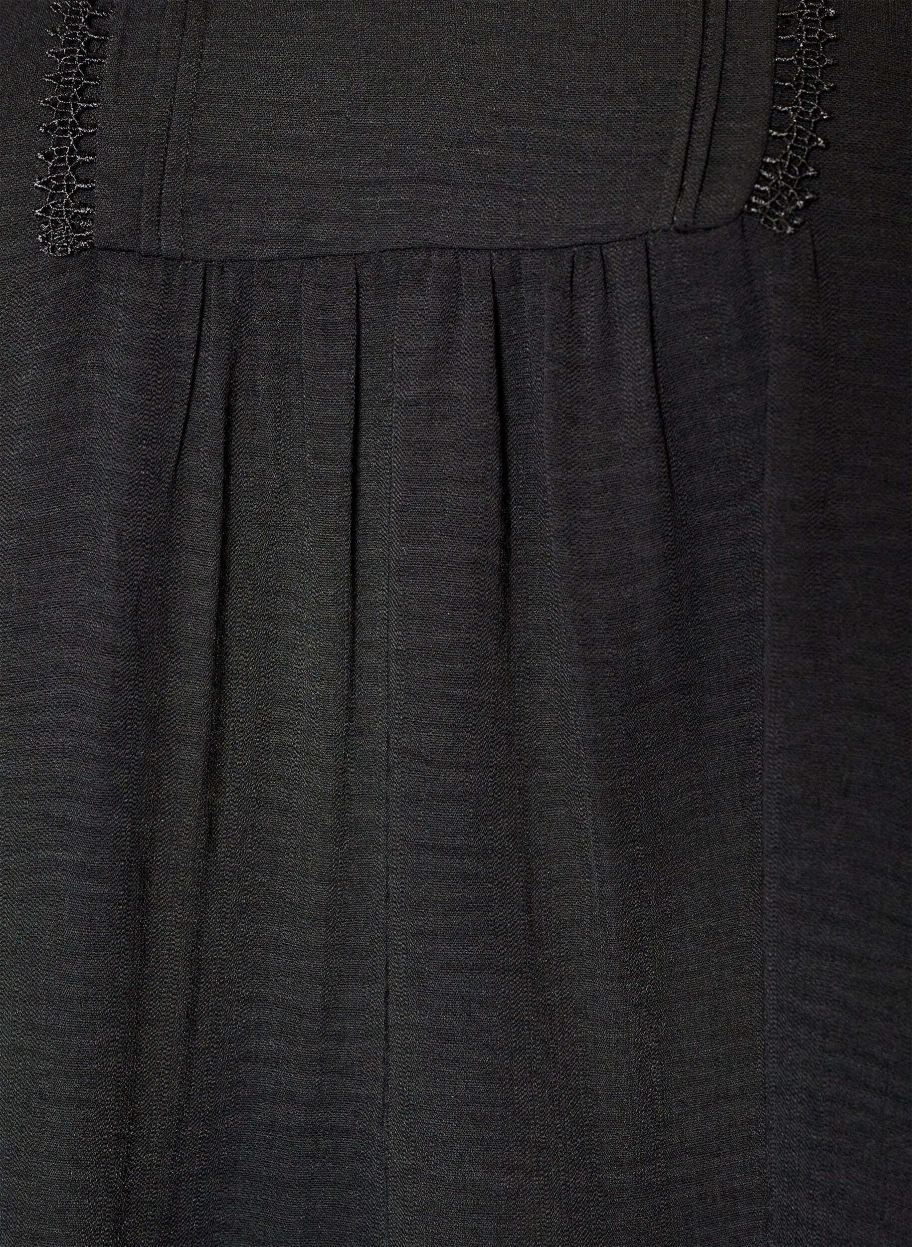 ZizzifashionBlouse with V-neck and crochet band, Black, Packshot image number 2