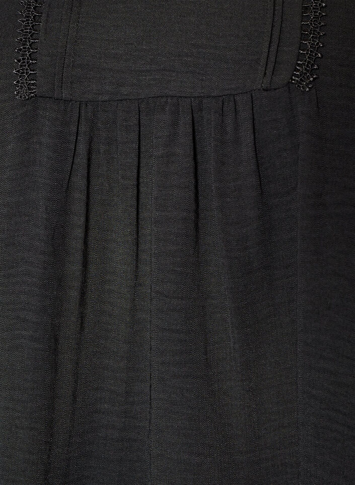 Blouse with V-neck and crochet band, Black, Packshot image number 2