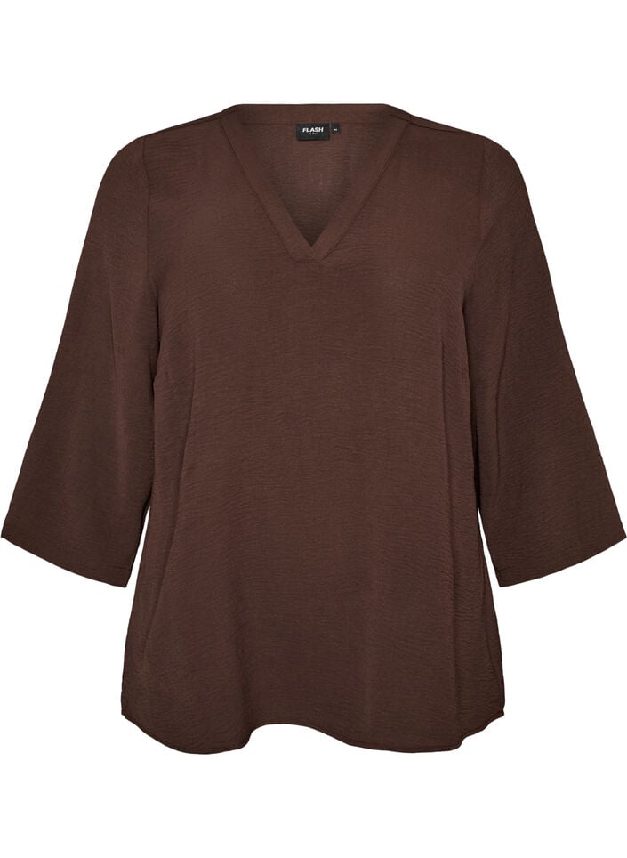 Blouse with 3/4 sleeves, Brown, Packshot image number 0