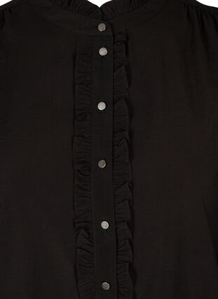 Tunic with buttons and ruffle details, Black, Packshot image number 2