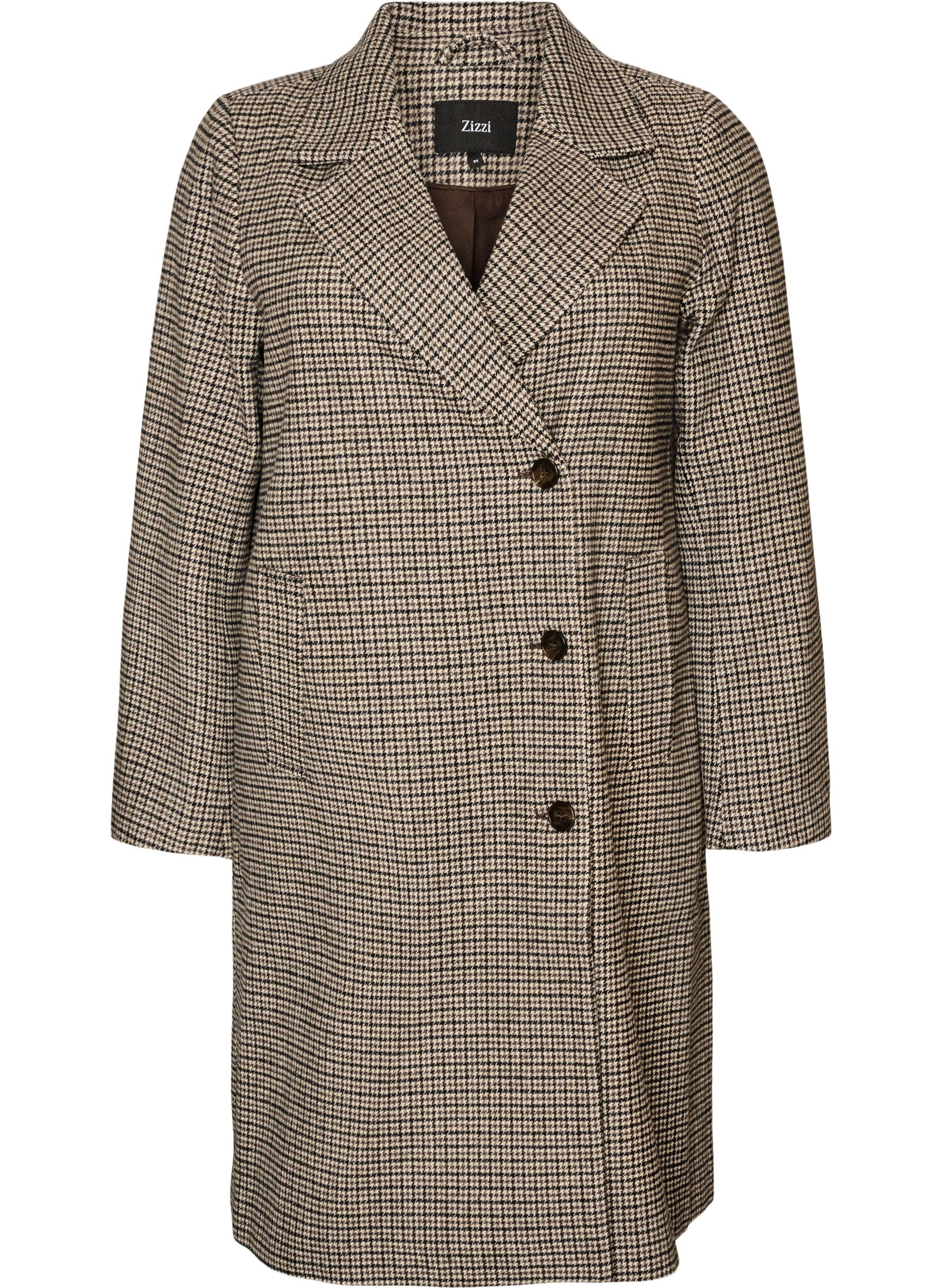 Mid-length checked coat