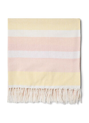 Striped hammam towel with fringes, Pale Banana Comb, Packshot image number 1