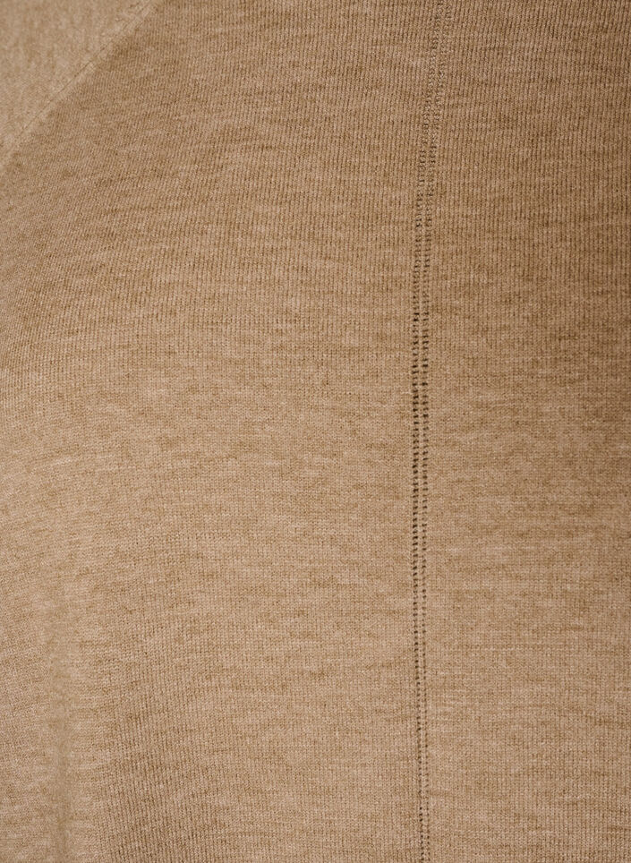 Knitted blouse with round neck and knitted pattern, Beige, Packshot image number 2
