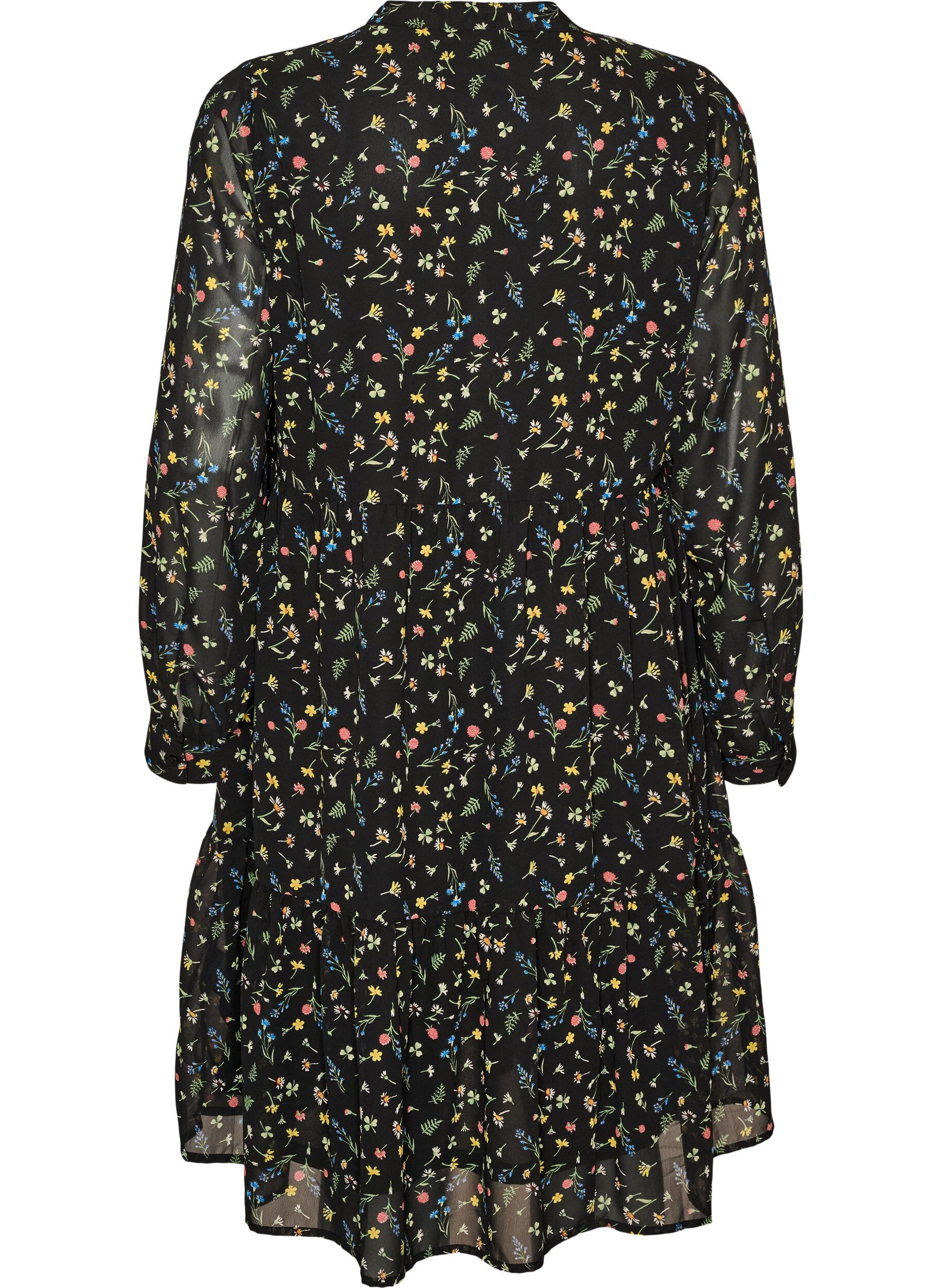 ZizzifashionDress with all-over print and a ruffle layer, Black, Packshot image number 1