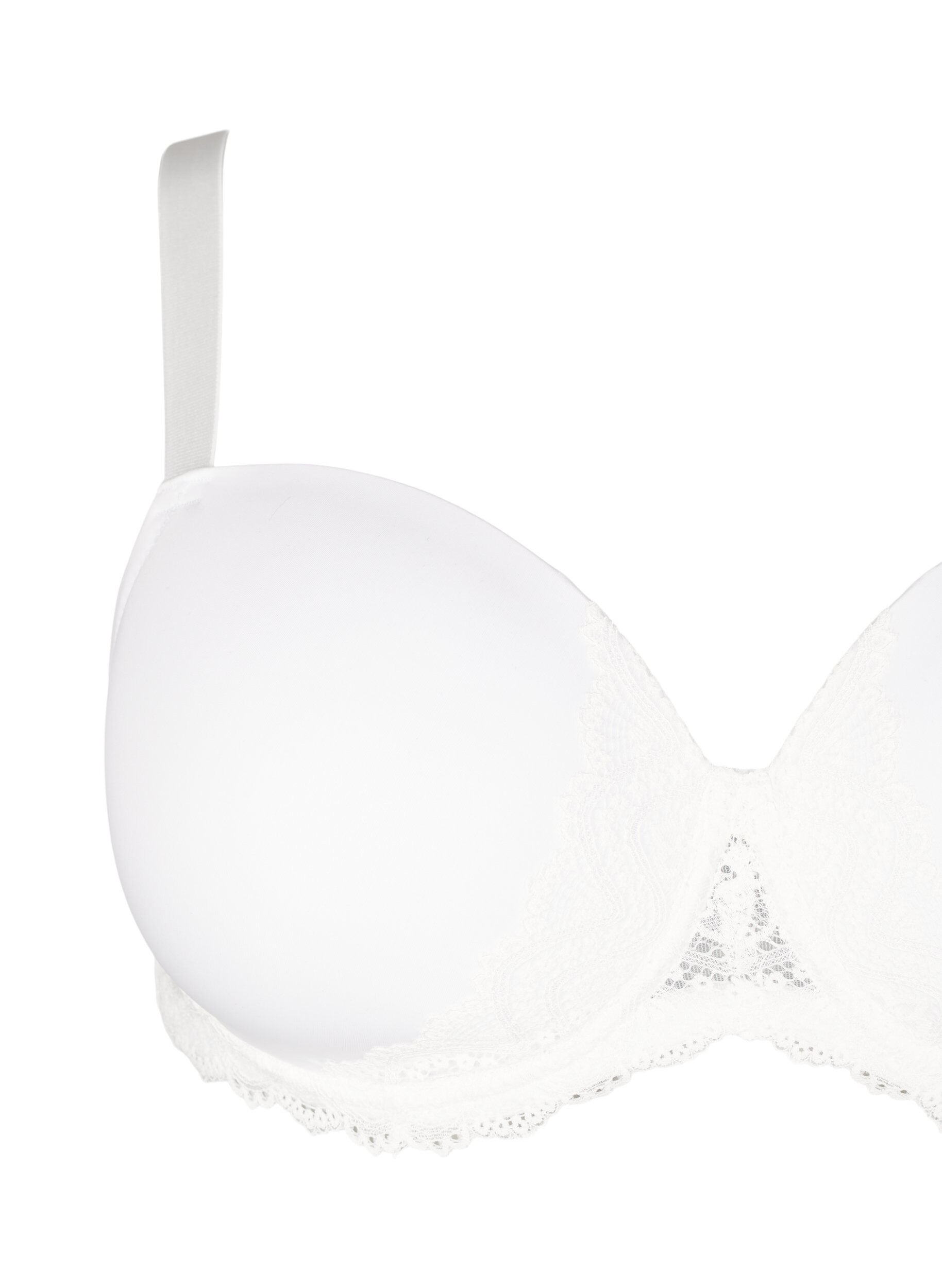 Zizzifashion Moulded bra with lace details, White, Packshot image number 2