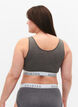 Soft bra top with V-neckline and text print, Medium Grey Melange, Model image number 1