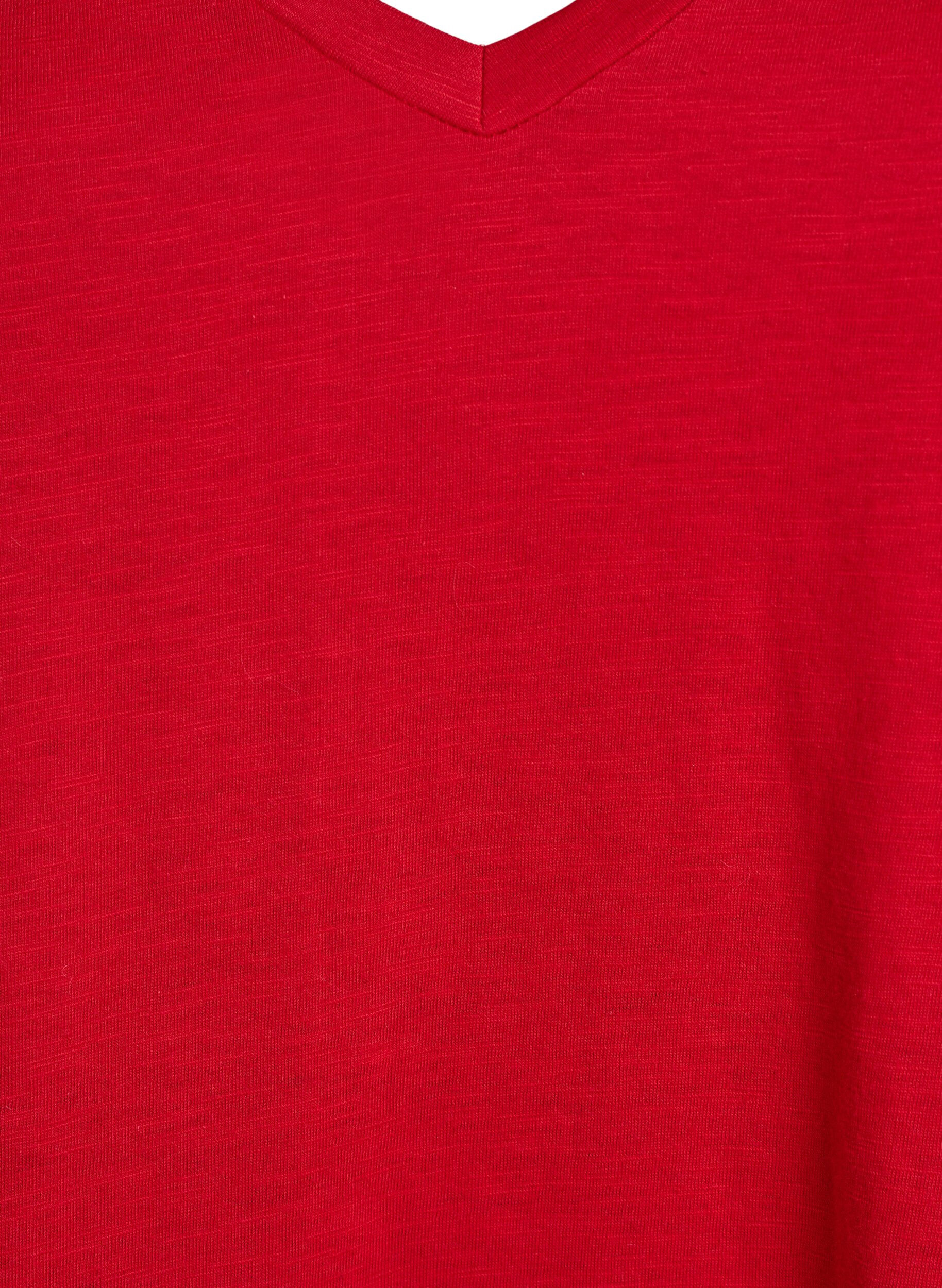 ZizzifashionShort sleeve basic t-shirt with v-neck, Red, Packshot image number 2