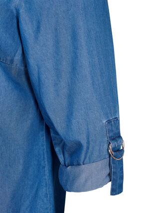 Shirt with 3/4 sleeves and round neckline, Medium Blue Denim, Packshot image number 2
