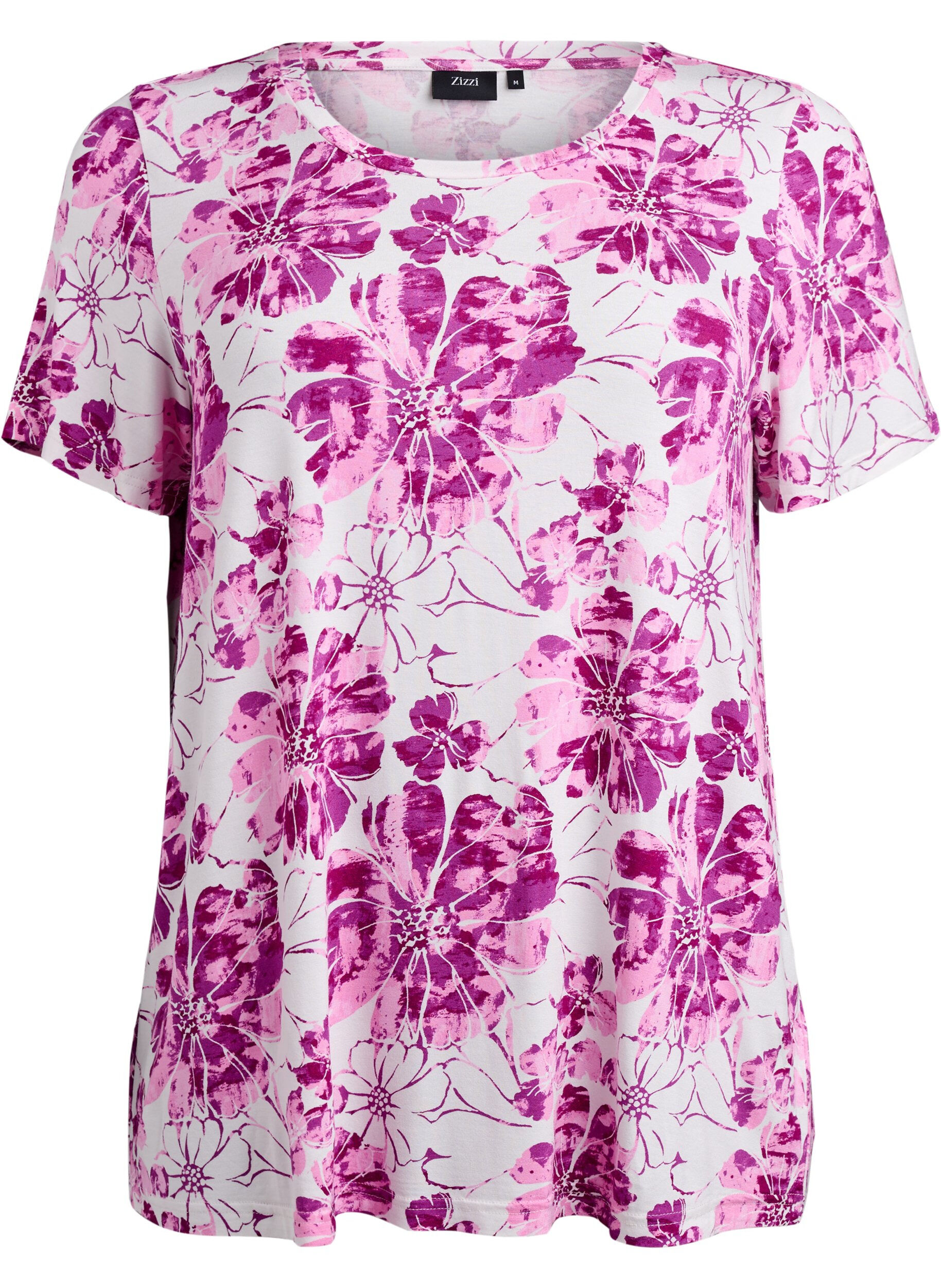 Zizzifashion T-shirt with floral print, Pink, Packshot image number 0
