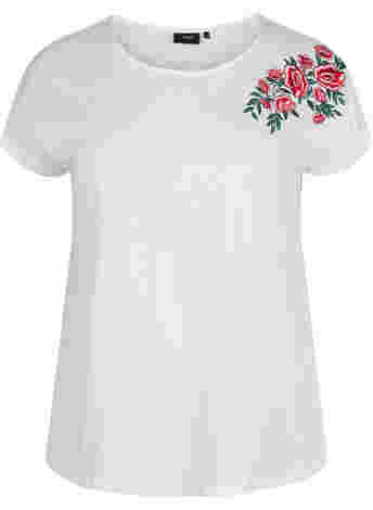 Short-sleeved cotton t-shirt with embroidery