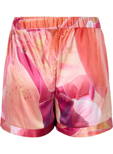 Patterned night shorts with drawstring, Orange Pink AOP, Packshot image number 1