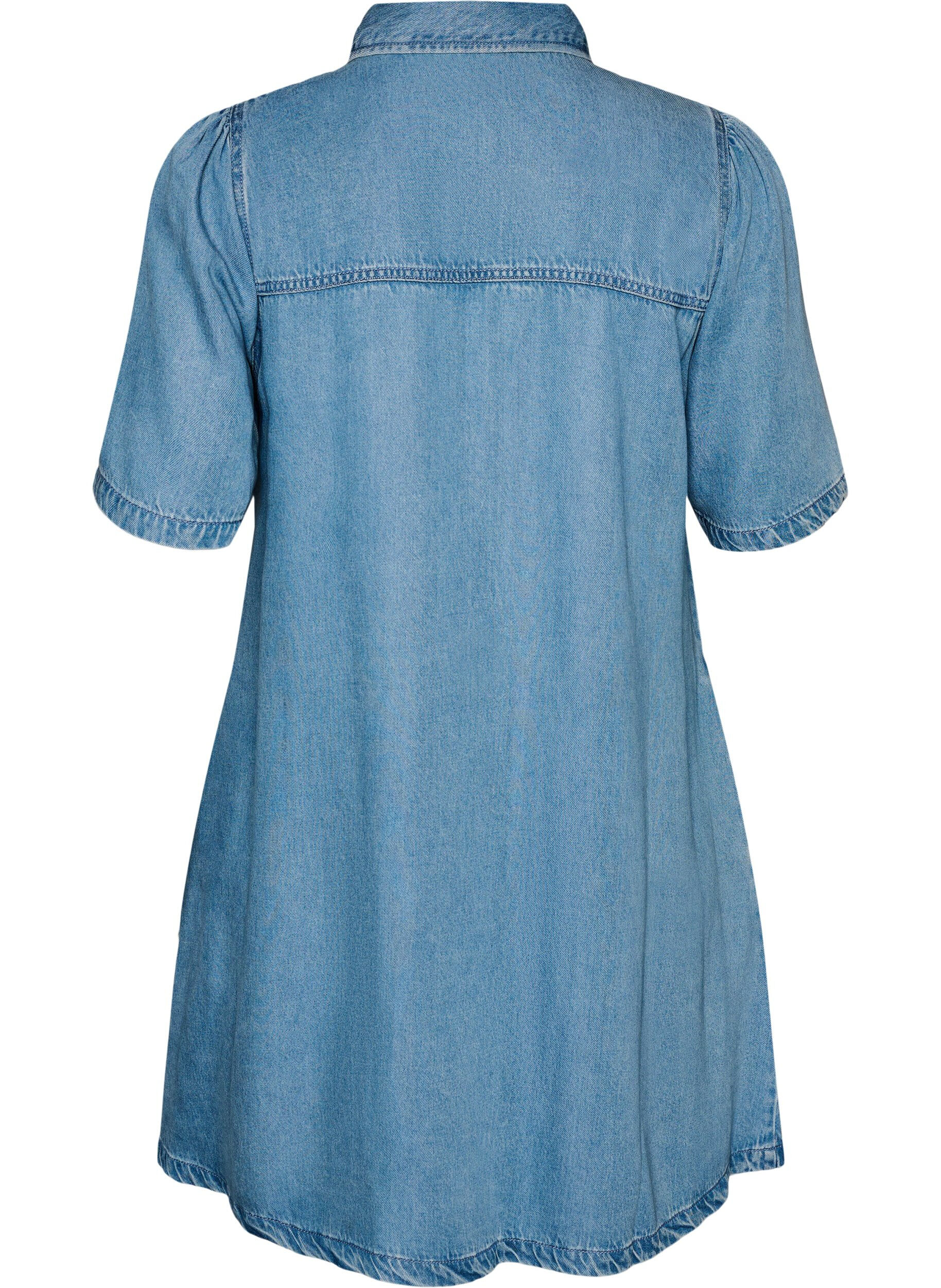 ZizzifashionDenim dress in lyocell with buttons and short sleeves, Light Blue, Packshot image number 1