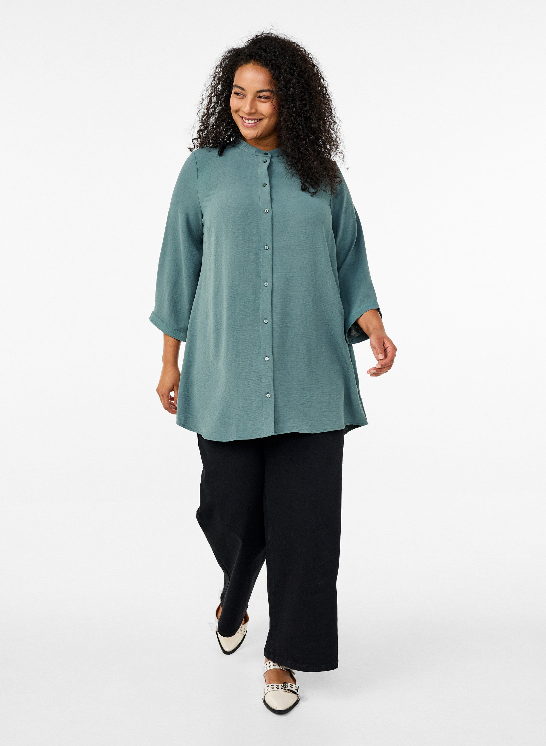 ZizzifashionTunic with 3/4 sleeves, Green, Model image number 1