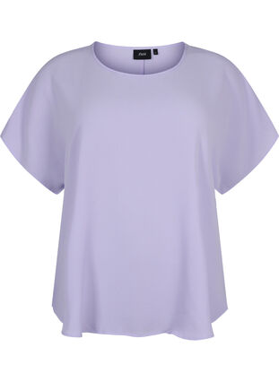 Blouse with short sleeves and a round neckline, Lavender, Packshot image number 0