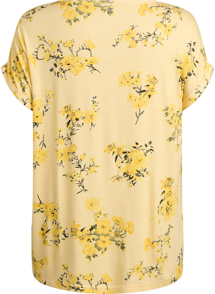T-shirt with floral print, Yellow, Packshot image number 1