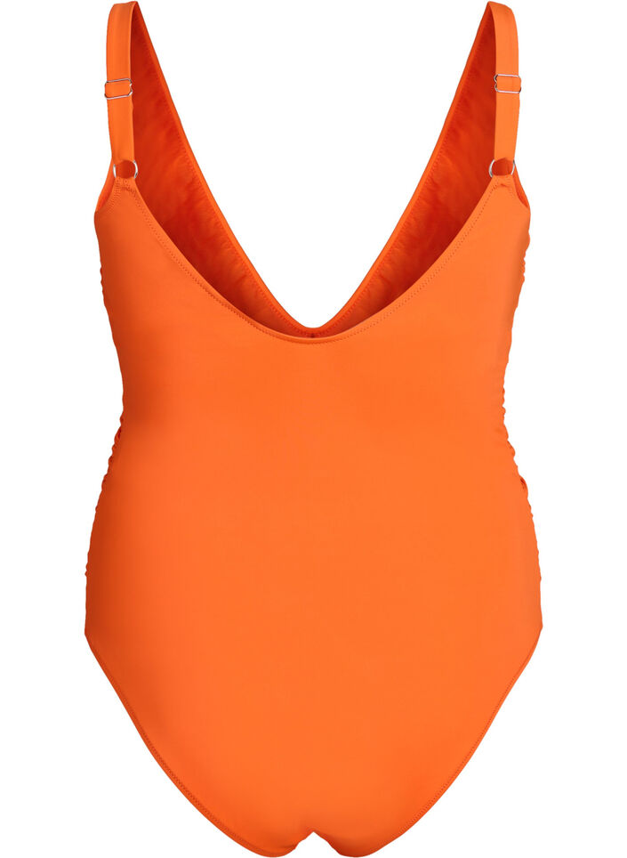 Swimsuit with ruffles and removable padding, Orange, Packshot image number 1