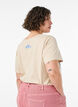 Cotton T-shirt with print, Beige, Model image number 2