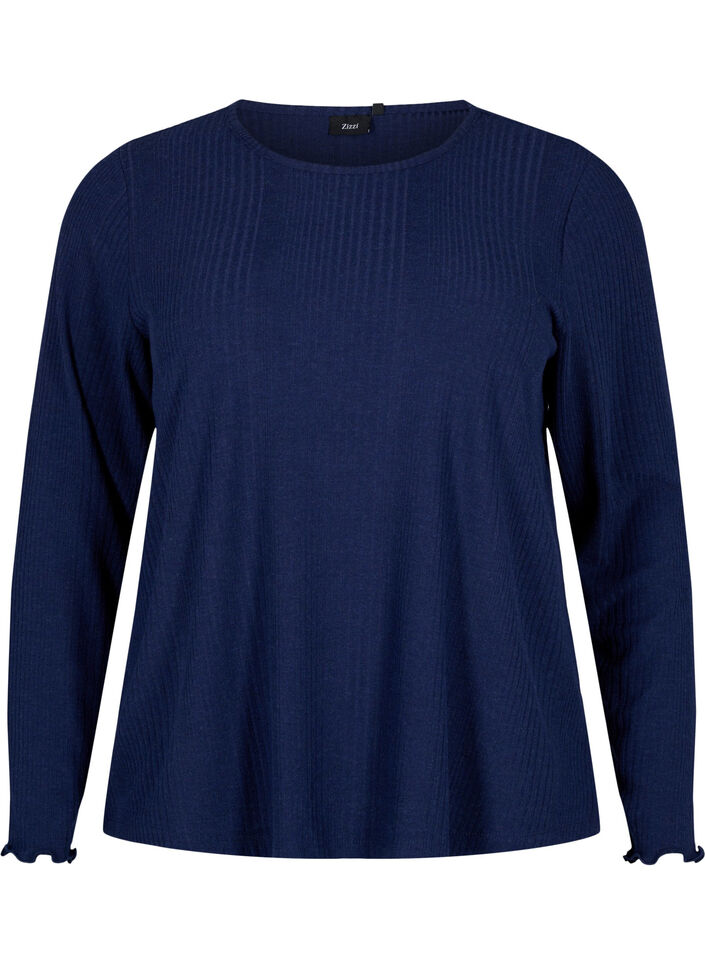 Long sleeve blouse with striped pattern, Night Sky Mel., Packshot image number 0